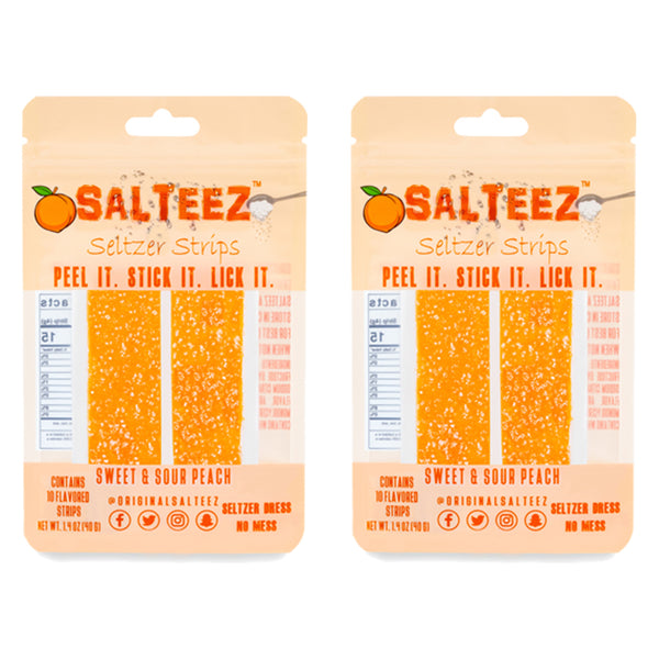 Salteez Seltzer Strips - Sweet & Sour Peach - 2 Packs - 20 Total Strips! - FREE SHIPPING!